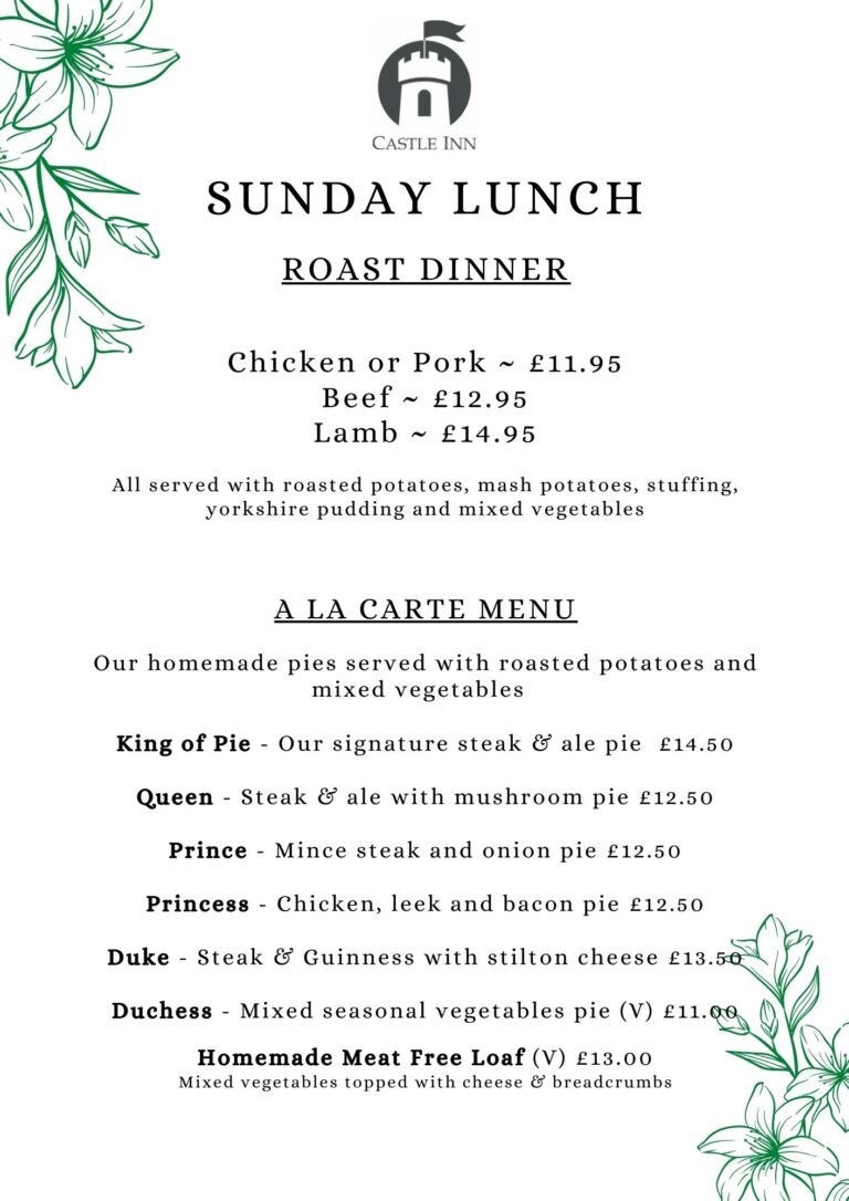 Sunday Lunch Menu
